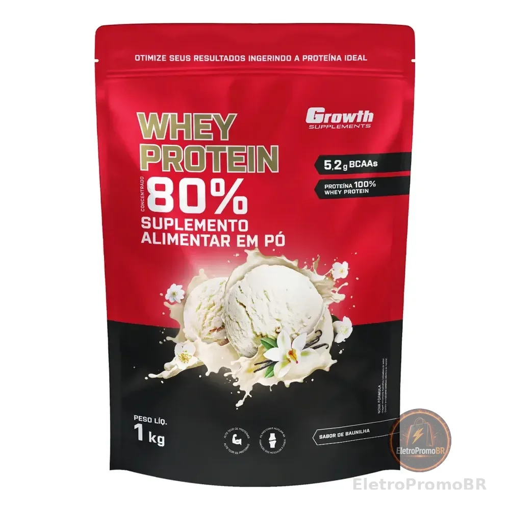Whey Protein Concentrado 1kg Growth Supplements - Baunilha