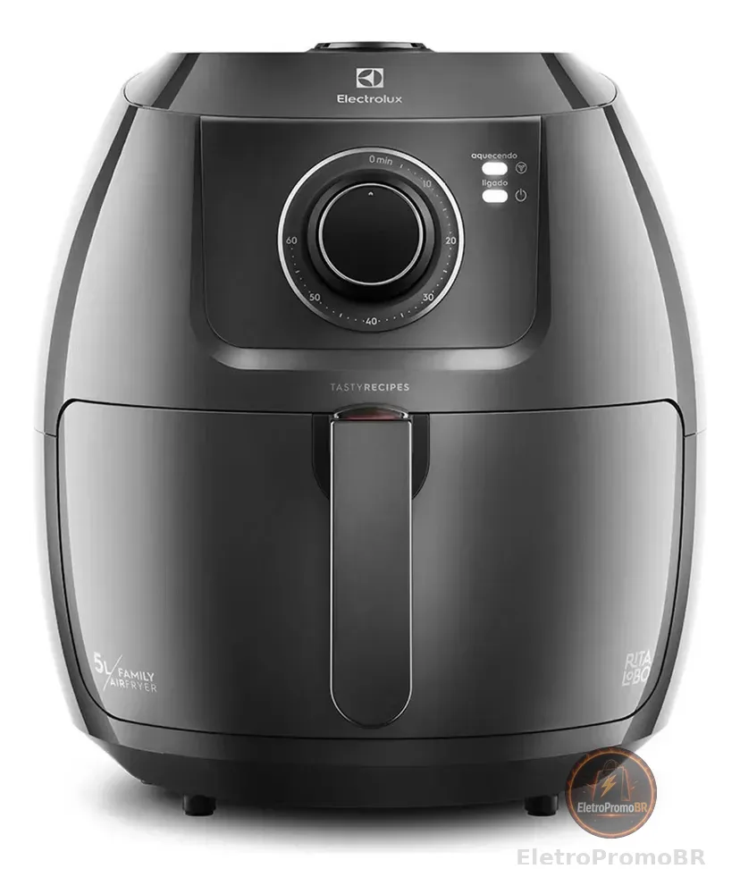 Air Fryer Fritadeira Sem Óleo Elétrica Electrolux 6,5l Family Cesto Removível Com Timer 1700w De Potência Eaf50 Grafite Efficient Por Rita Lobo