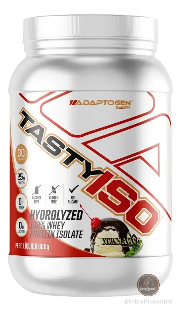 Suplemento Tasty Iso Whey Protein Isolado Pote 900g Adaptogen Science Sabor Baunilha