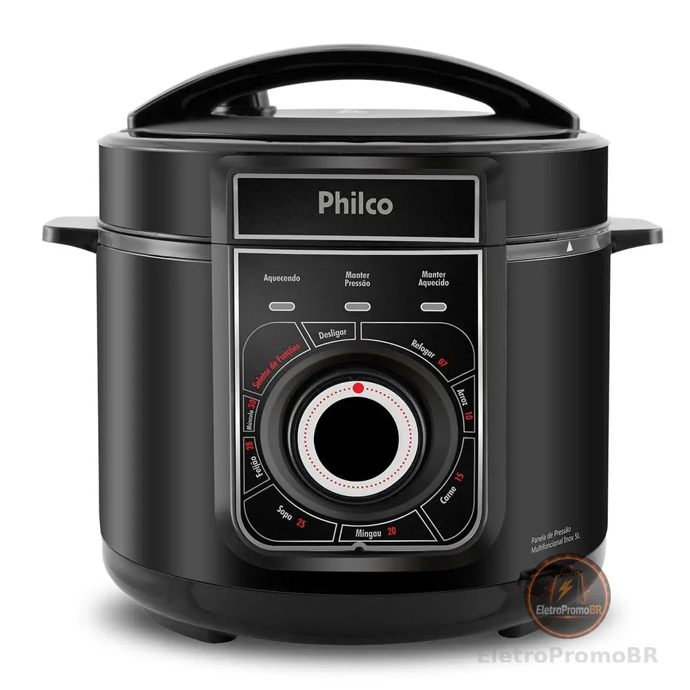 PANELA DE PRESSAO MULTIFUNCIONAL INOX PPP02PI 127V, PHILCO, Preto