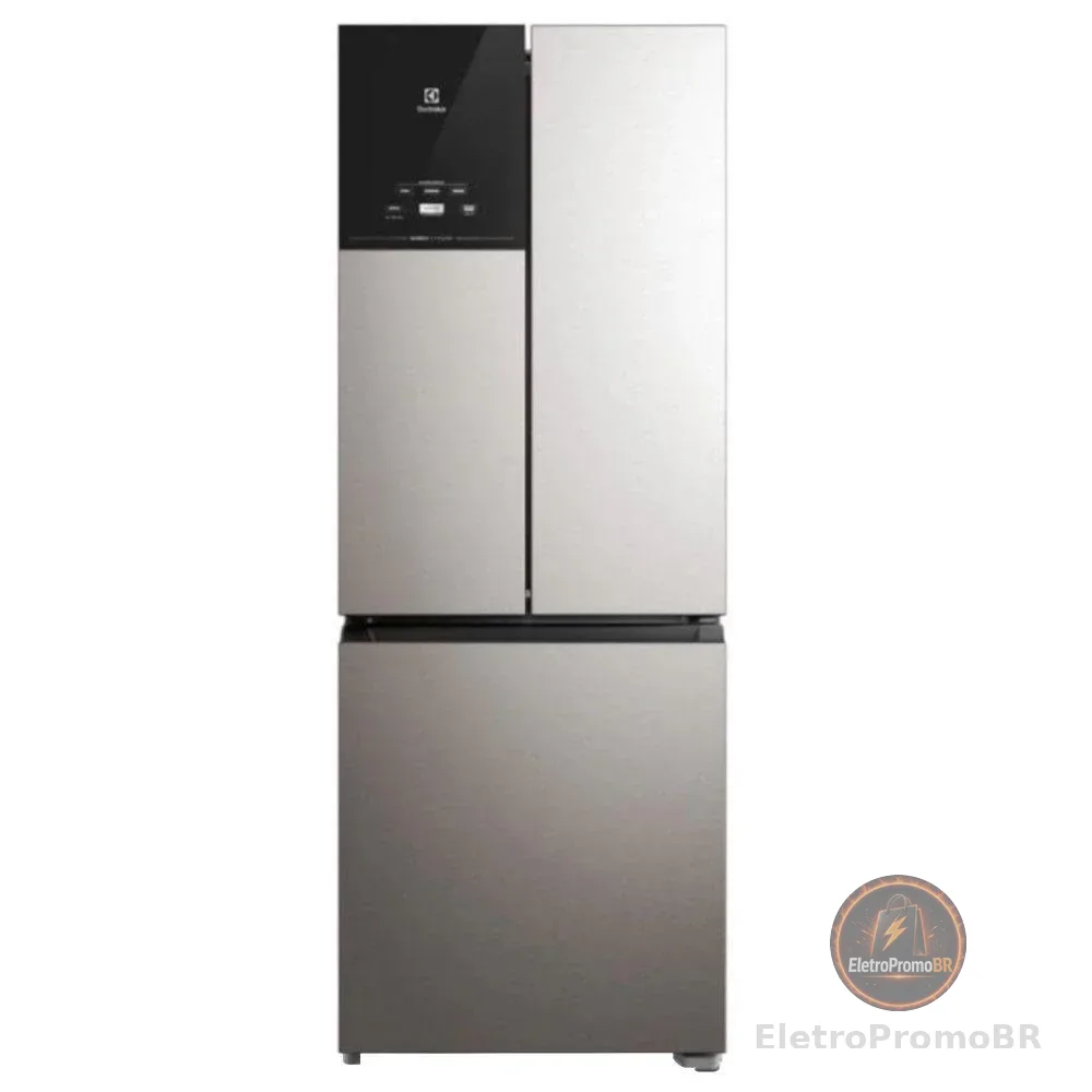 Geladeira Electrolux Frost Free Inverter 480L Efficient AutoSense 3 Portas Inox Look (IM7S) 220V