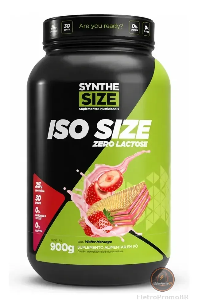 Iso Size Zero Lactose 900g Whey Isolado - Synthesize Sabor Wafer Morango