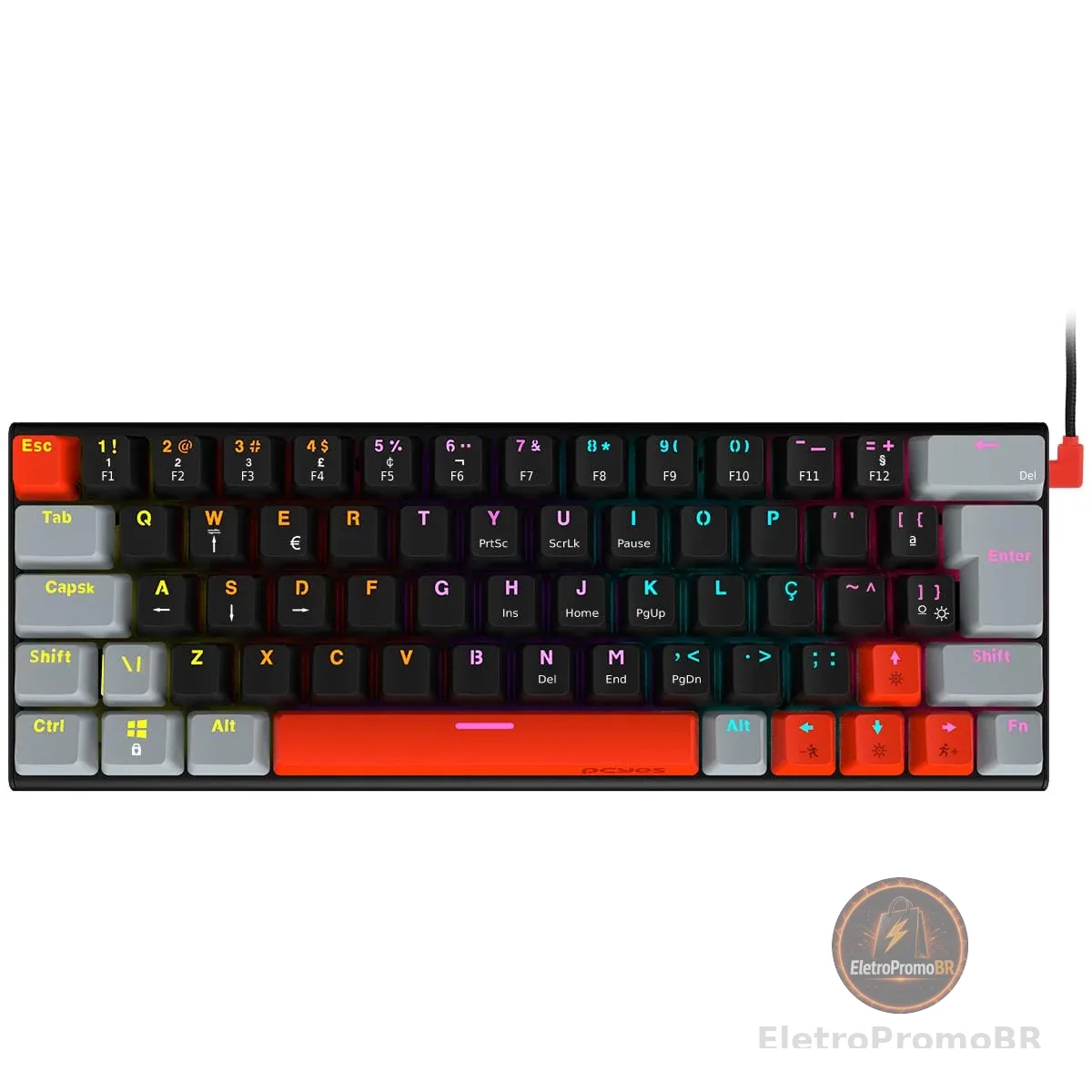 TECLADO GAMER MECANICO PCYES KUROMORI 60% - SWITCH BLUE - LED RAINBOW - PTKM60BL