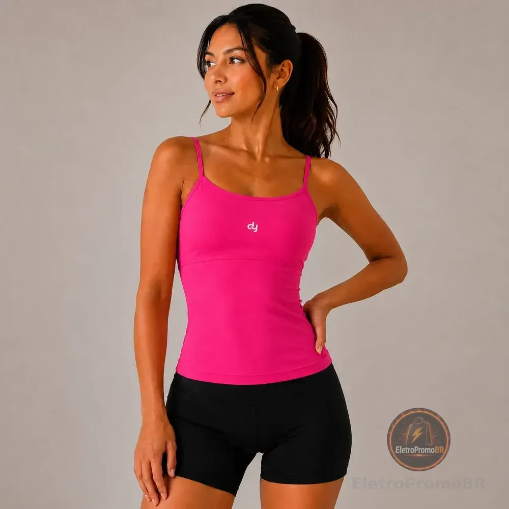 Regata Alcinha Básica Poliamida Com Entrada Bojo Removível Rosa Pink M