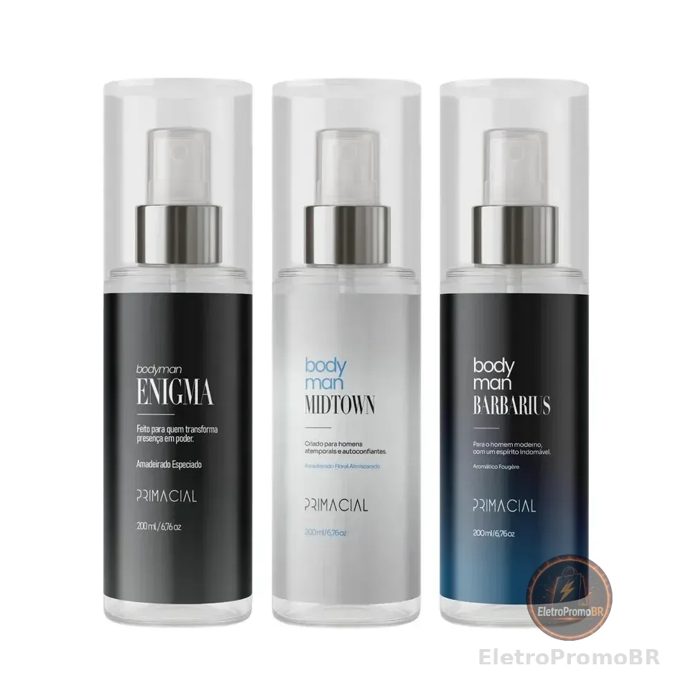 Kit Body Splash Masculino Barbarius + Enigma + Midtown 200ml