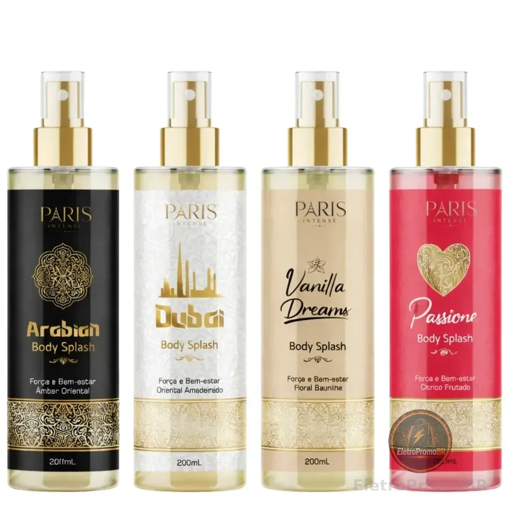 Kit C/4 Body Splash Árabe 200ml Perfume Feminino Masculino Original