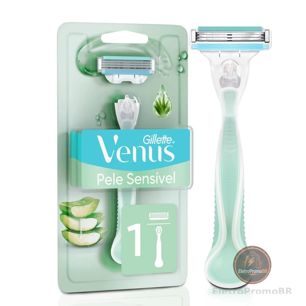Gillette Venus Pele Sensível Aparelho de Depilar com Aloe Vera, 1 Unidade