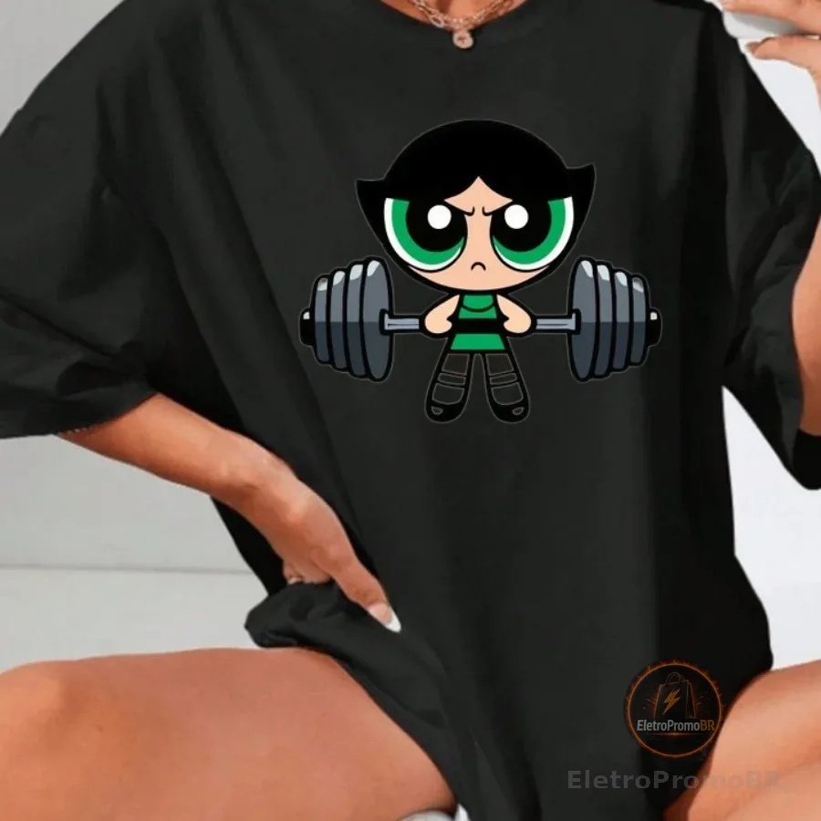 Camiseta Tshirt Oversized 100%Algodão Academia Fitness Gym Treino Musculação Feminina Meninas