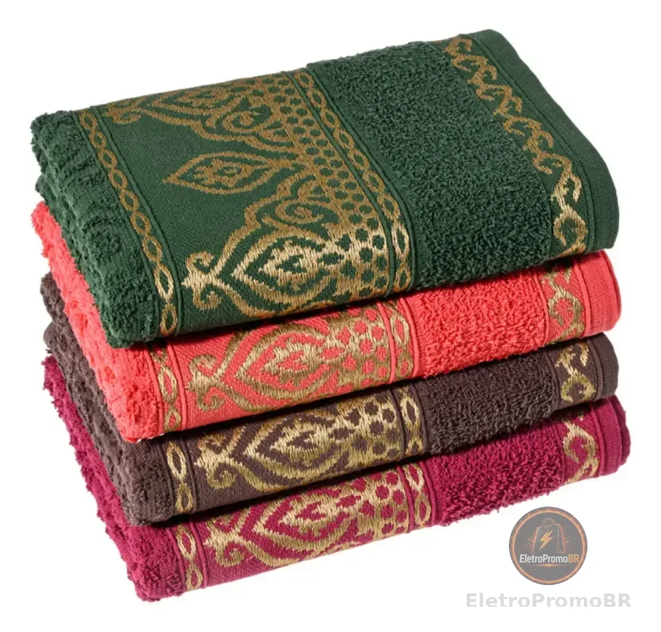Kit 4 Toalha Rosto Algodão 330g/m2 Luxo Laune Haus Cores Sortidas