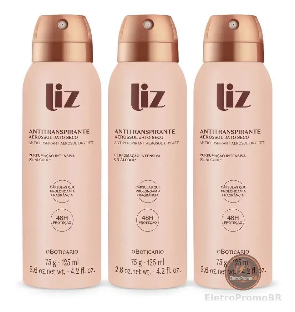 Boticário Kit Liz: Desodorante Antitranspirante Aerossol 75g Amadeirada Floral