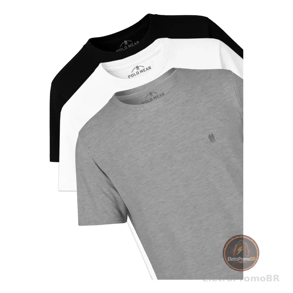 Kit 3 Camisetas Masculinas Polo Wear Sortido 2 M Lisa