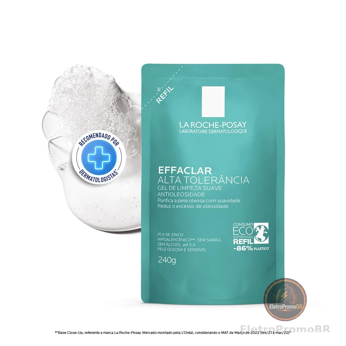 La Roche-posay Effaclar Gel Alta Tolerância. Limpeza Facial. Limpa a Pele Suavemente Reduzindo a Oleosidade e Eliminando o Brilho. Pele Oleosa e Sensível. Caprylyl Glycol, Glicerina, PCA de Zinco.