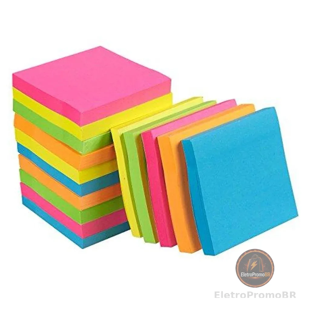 Kit Bloco De Notas 76x76mm Bloco Adesivo Para Anotações Colorido