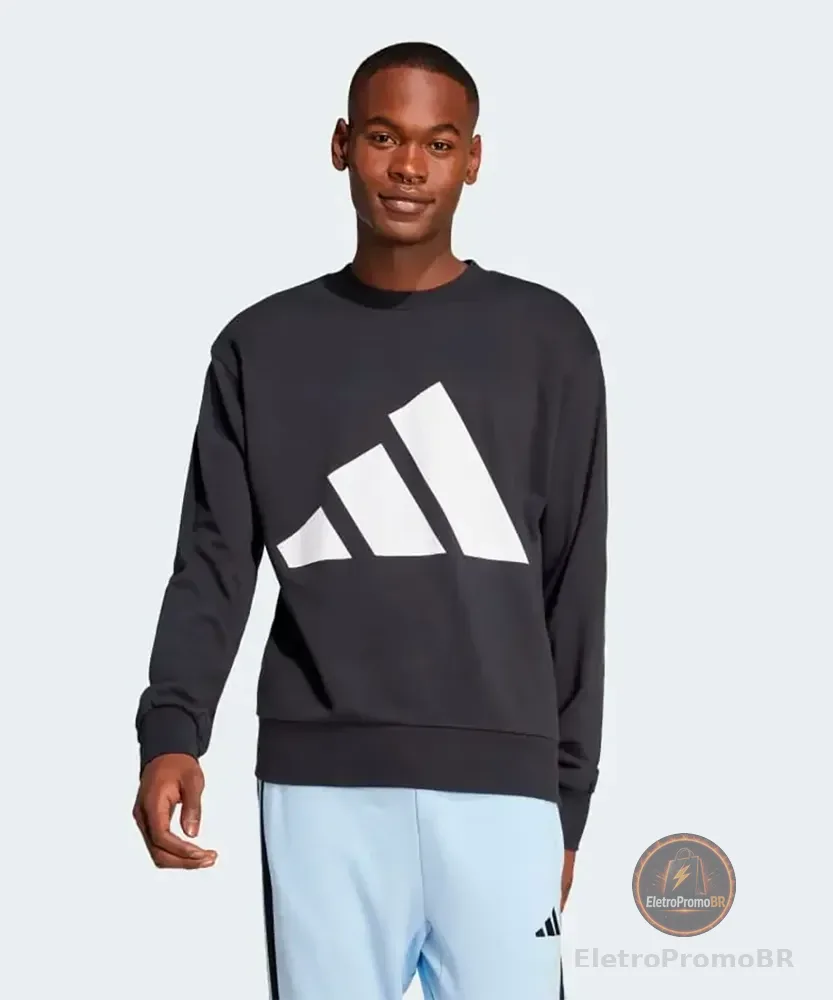 Moletom Masculino Essentials Big Logo adidas L Preto/branco Liso