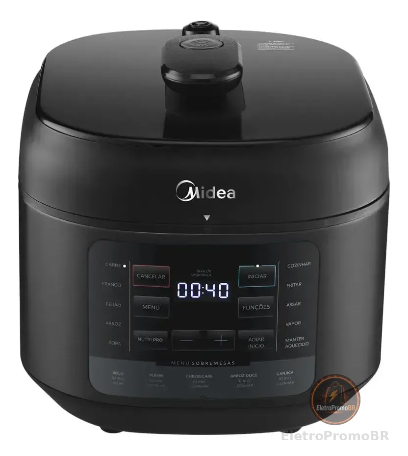 Panela De Pressão Elétrica 5l Nutripro Preta Midea Cor Preto