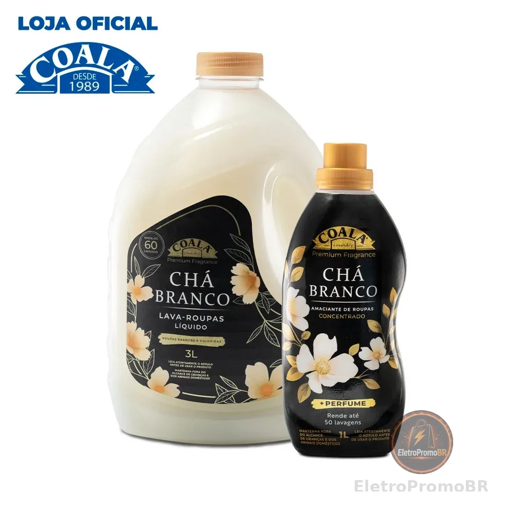 Kit Coala Laundry Chá Branco - 1 lava Roupas 3L +1 Amaciante1L