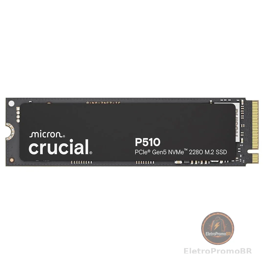 Crucial SSD NVMe P510 1TB Gen5, até 11.000 MB/s, SSD PCIe 5.0 M.2 2280, unidade de estado sólido interna, compatível com laptop, desktop + software Acronis - CT1000P510SSD8-01