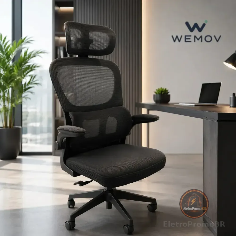 Cadeira De Escritório Ergonomica Wemov Confort Giratoria Resistente Reforçada 180kg Confortável Reunião