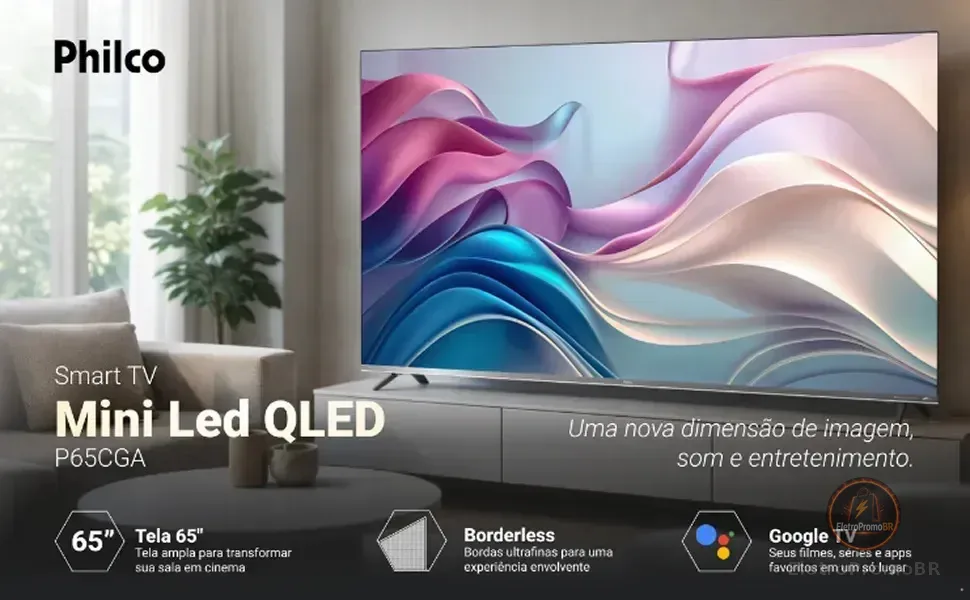 Smart Tv Philco 65 P65cga Qled Mini Led Quantum 4k Uhd Google Tv Wifi Bluetooth 110/220v