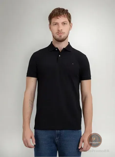 Camiseta Polo Aramis Masculina Basic Piquet Preta