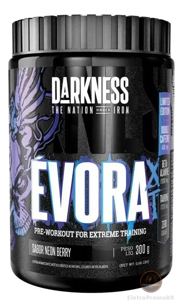 Evora XT Darkness Integralmedica – Pré-Treino Sabores Frutas Neon 300g Potente Energia
