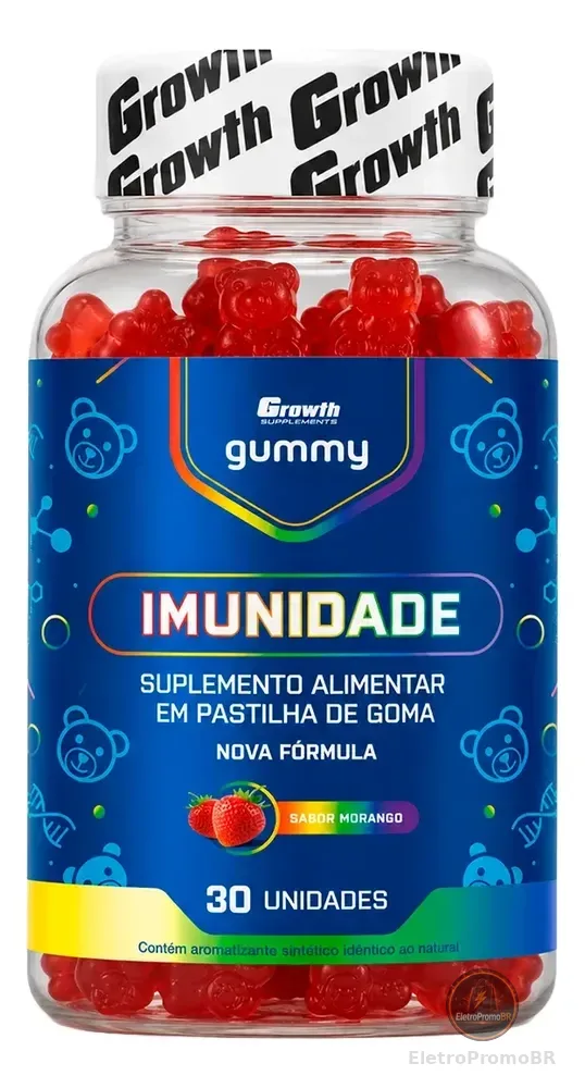 Imunidade Gummy 30 Un Growth Supplements - Sabor Morango Morango