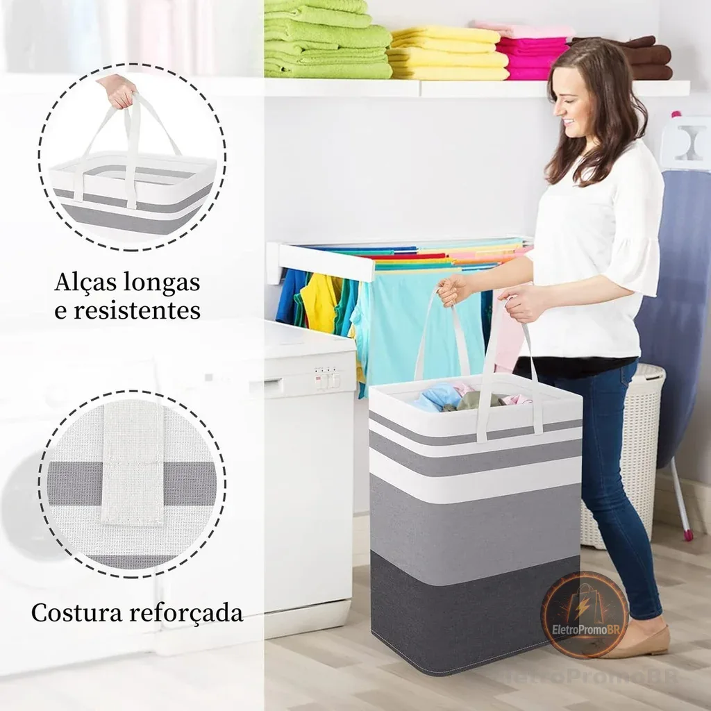 Cesto De Roupa Grande Saco Dobrável Para Roupa Suja 72l