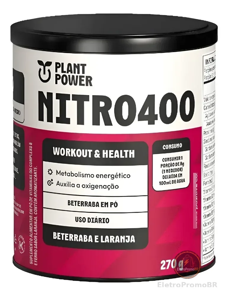 Pré Treino Nitro400 Beterraba E Laranja 270g Plant Power Beterraba