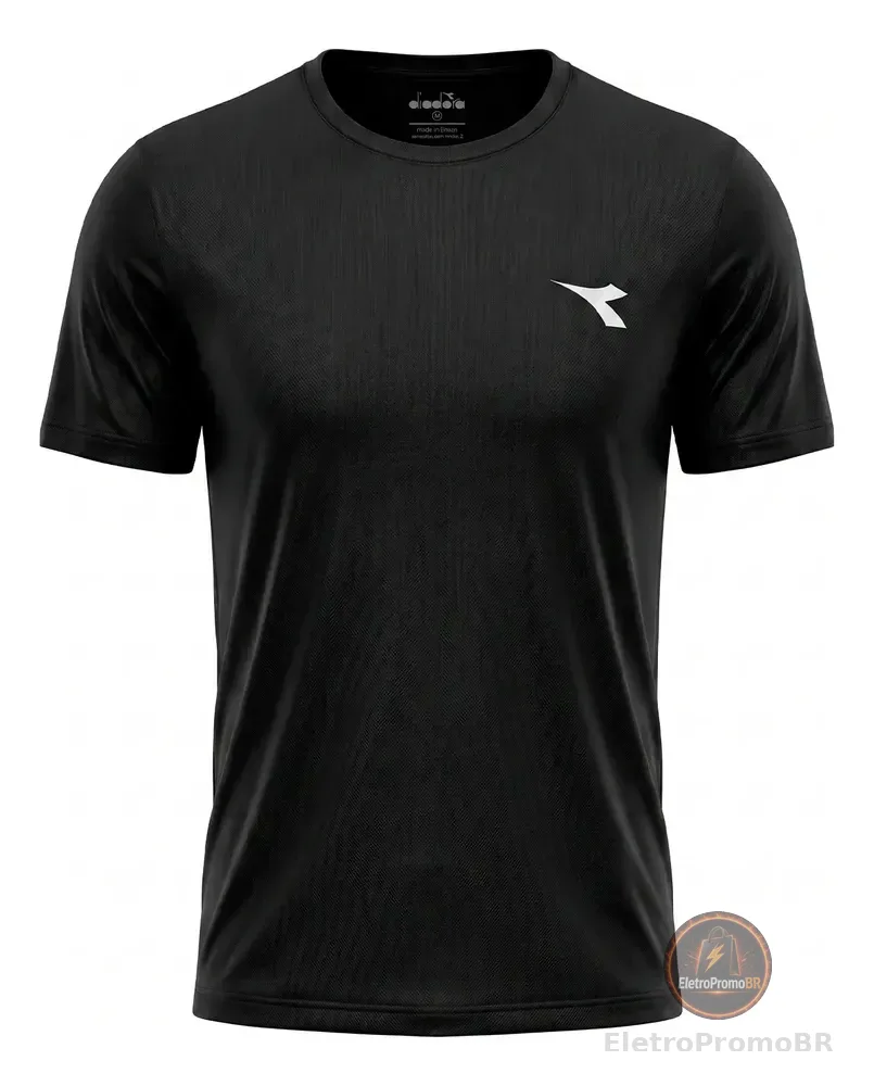 Camiseta Diadora Icon Masculina Original Esportiva Treino Preto-azeviche Liso G