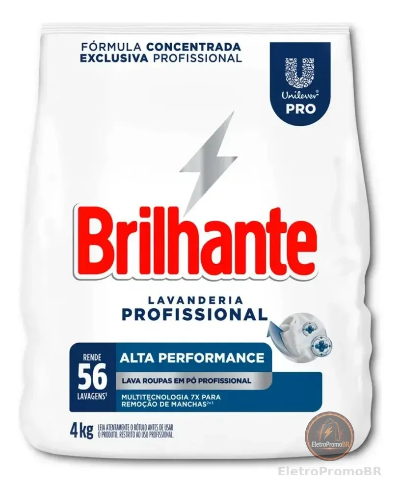 Lava Roupas Em Pó Lavanderia Profissional Alta Performance Pacote 4kg Brilhante
