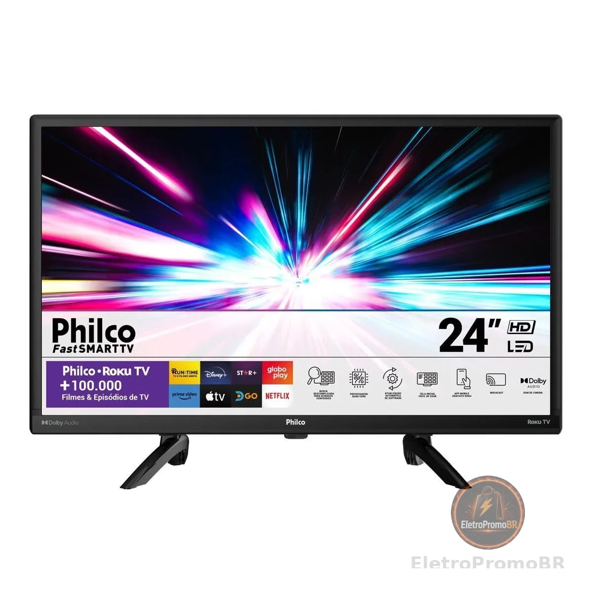Smart TV 24” Philco PTV24G5YR2CP Roku TV Dolby Audio