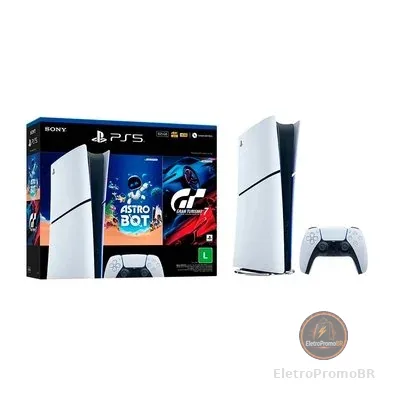 Console Sony PlayStation 5, Edição Digital, SSD 825GB, Controle Sem Fio DualSense + 2 Jogos Digitais