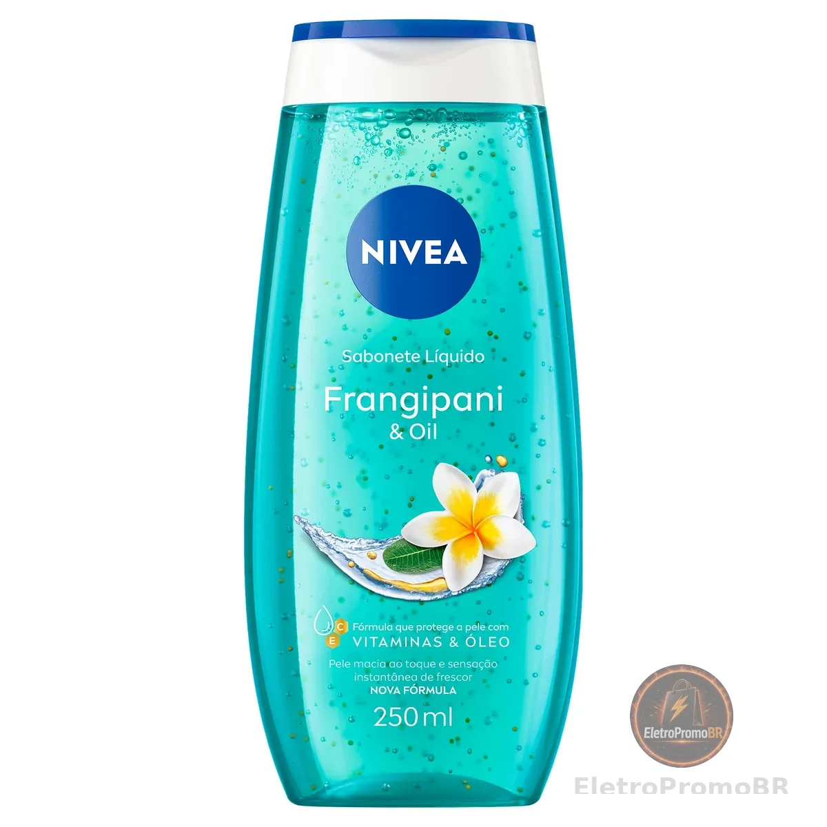 NIVEA Sabonete Líquido Frangipani & Oil 250ml, Limpeza Corporal, Pele Macia, Óleos e Vitaminas, Equilíbrio com o pH, Sensação Refrescante