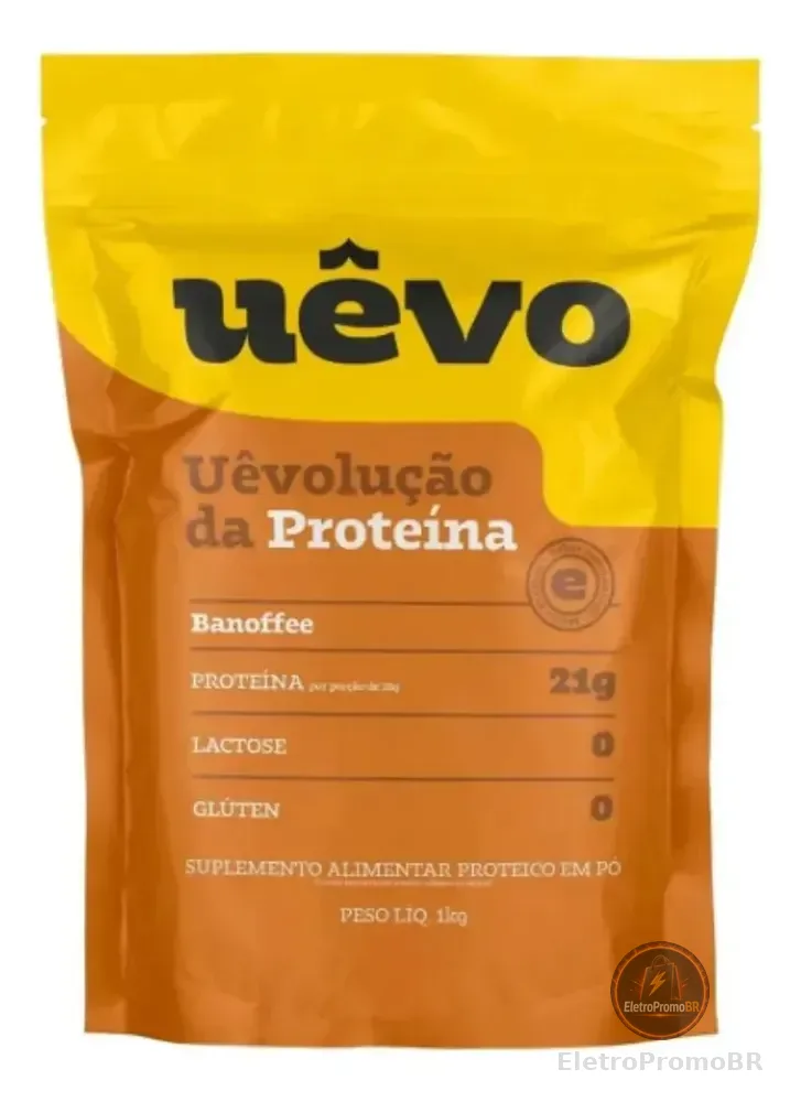 Albumina Uêvo: Proteína de Ovo em Pó Banoffee, 1 kg Sem Lactose e Glúten