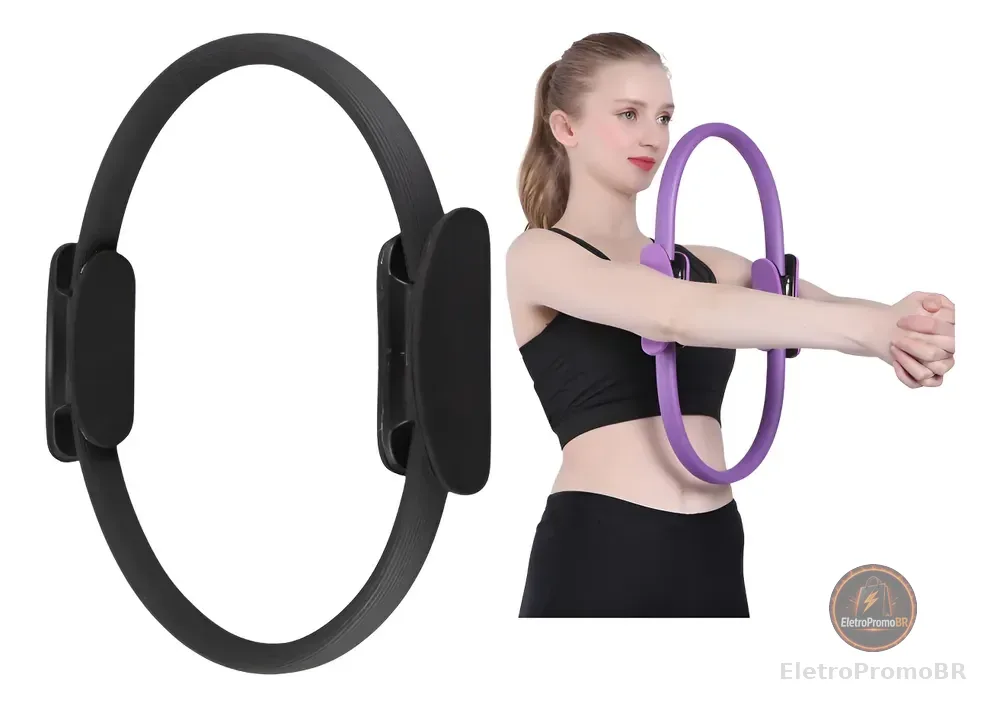 Anel Arco Pilates Yoga Fisioterapia Exercicios Tonificador Preto