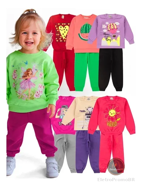 Kit 8 Peças Moletom Menina Infantil Inverno Atacado Barato