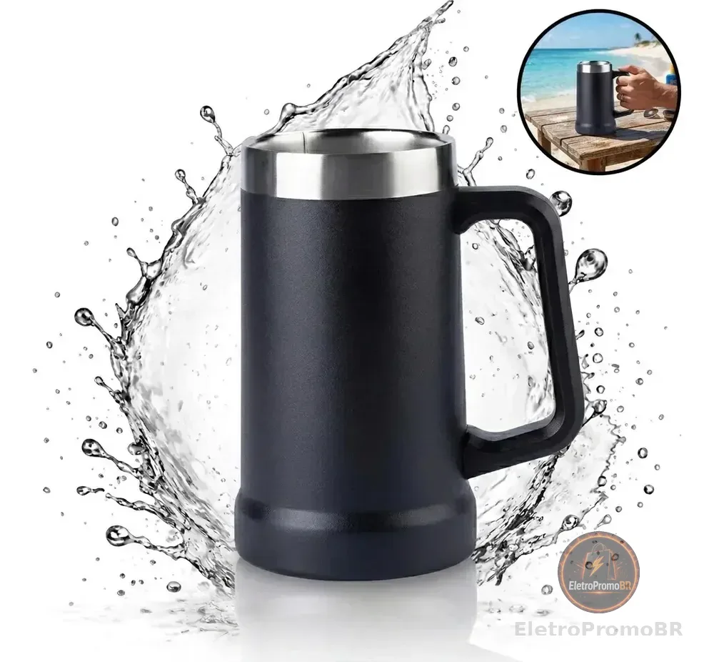 Caneca Térmica 720ml Em Aço Inoxidável Com Alça Parede Dupla Isolamento Térmico Resistente Para Quentes E Frias Para Chopp Cerveja Café Chá Refrigerante Uso Em Casa Churrasco Bar - Sayonara