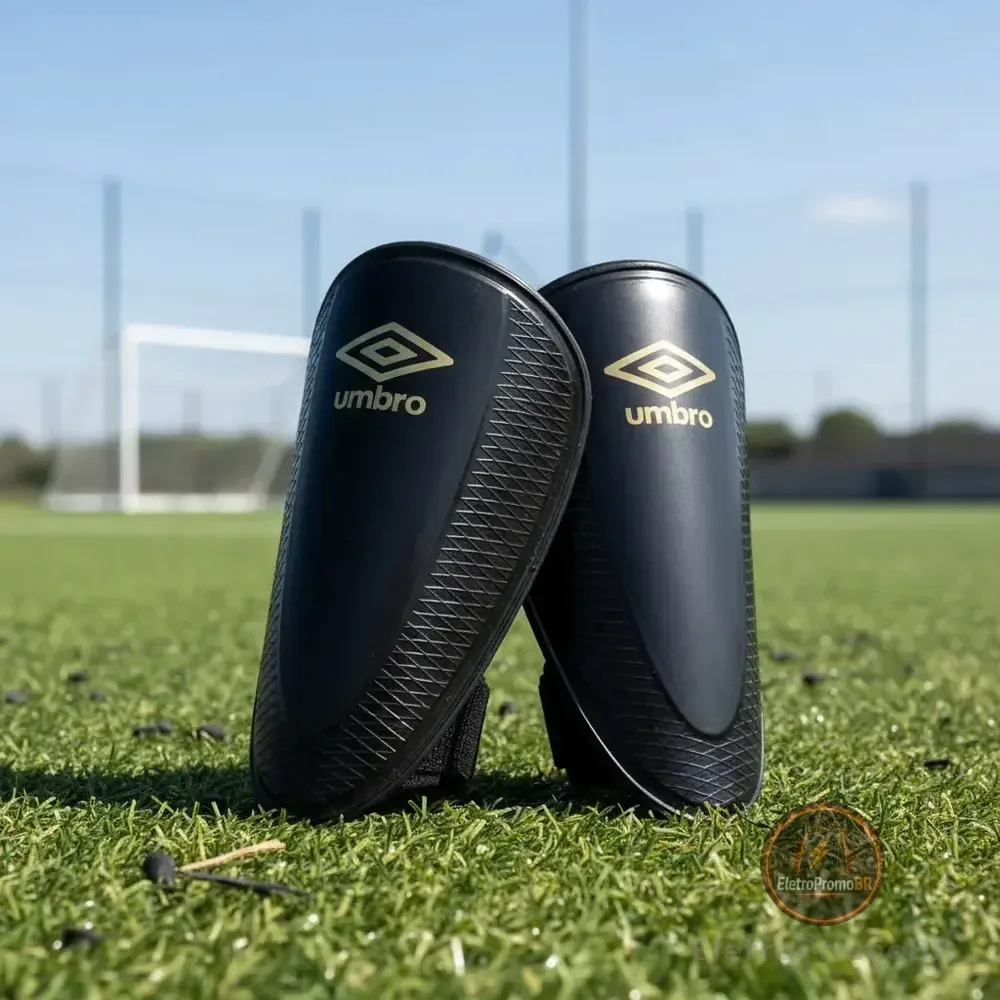 Caneleira Adulto Umbro Protection - Original Único Preto/dourado