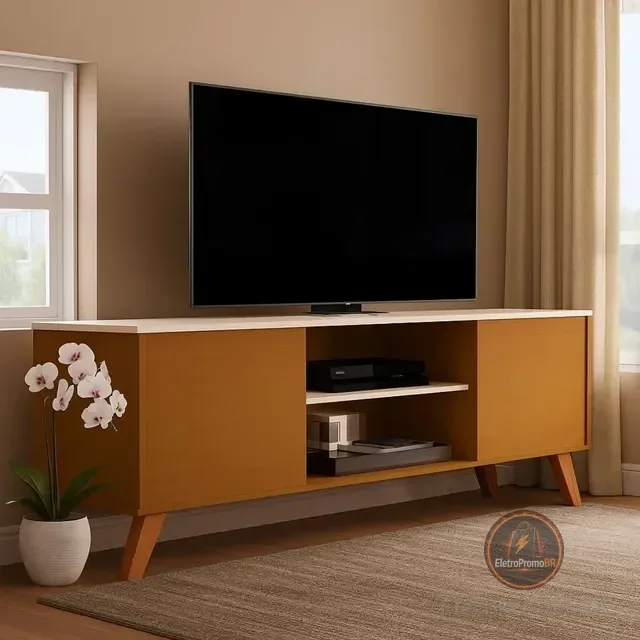 Rack Sala Estante Tv 58 Polegadas Home Bancada Helena