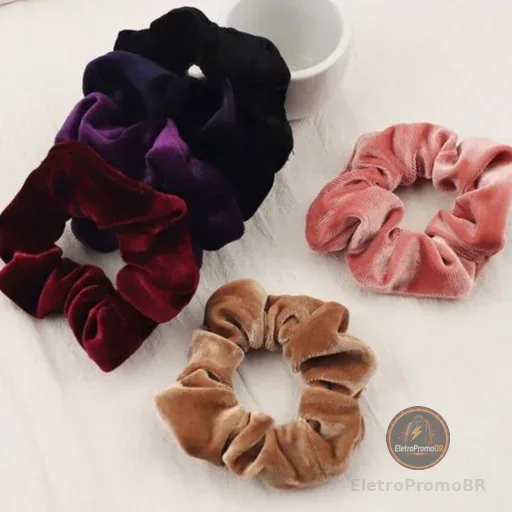 kit 12 unidades Scrunchies de Veludo elástico de cabelo-DIVERSAS CORES