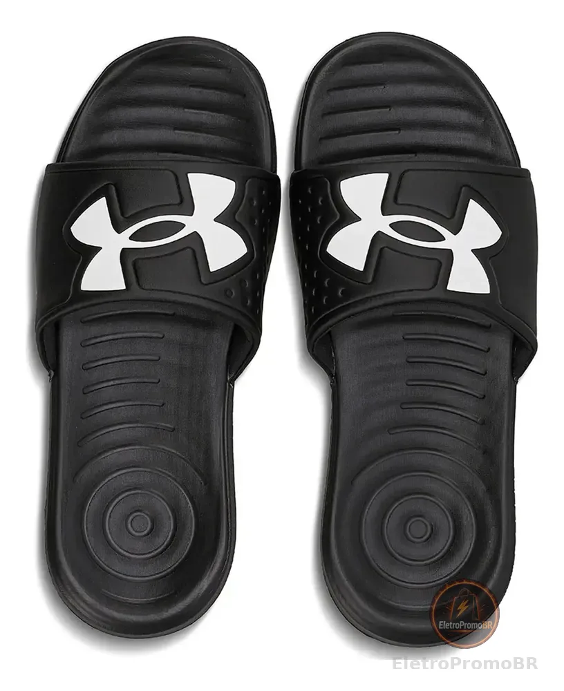 Chinelo Slide Under Armour Ansa Light Esportivo Eva Descanso Preto/preto/branco Liso 39/40