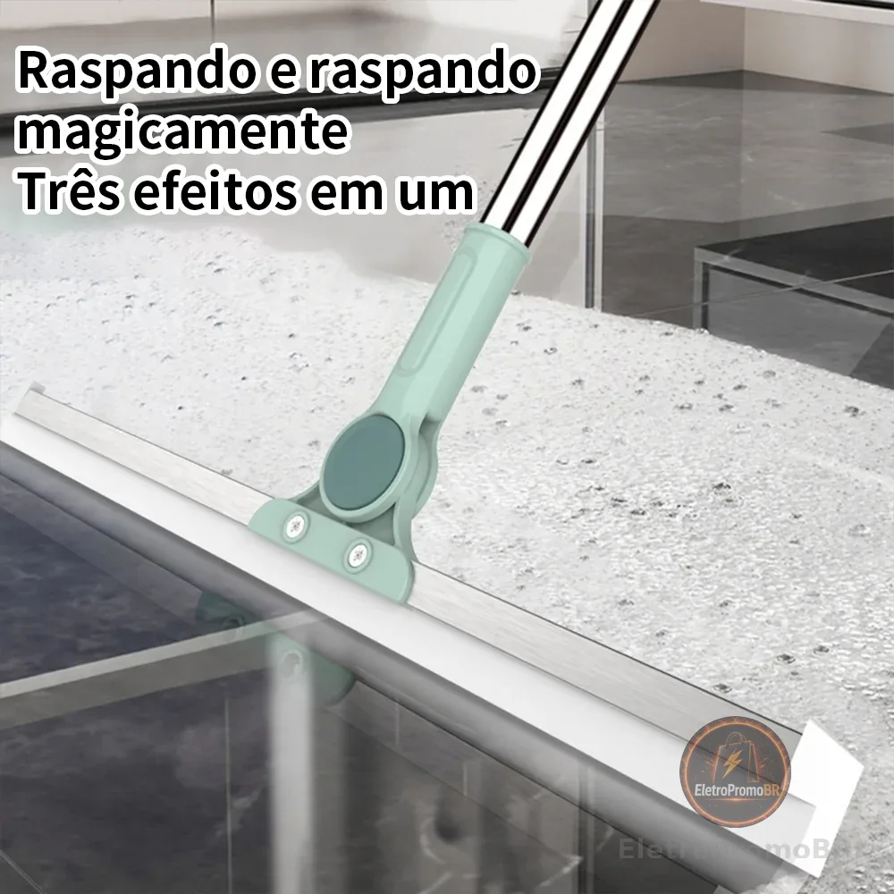 Rodo de Silicone Multiuso 2 em 1 Vassoura e Limpador de Vidros para Uso Seco e Molhado