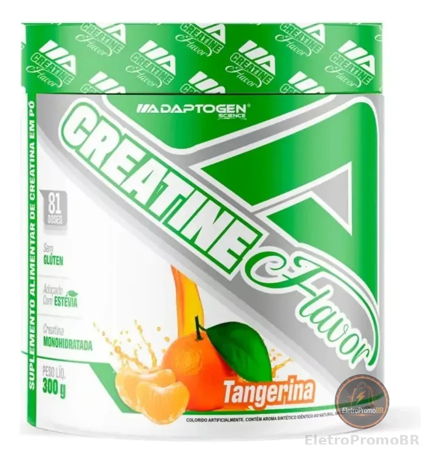 Creatina Monohidratada Sabor Tangerina 300g Adaptogen Sem Glúten