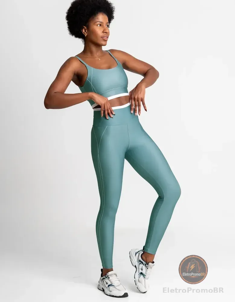 Conjunto Legging E Top Alcinha Para Academia Feminino Verde Liso G