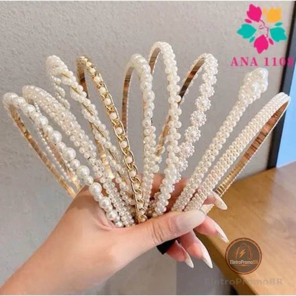 ANA 1108 KIT 5 PCS Tiara de Pérolas / Arquinho de Perolas - Acessórios femininos de cabelo