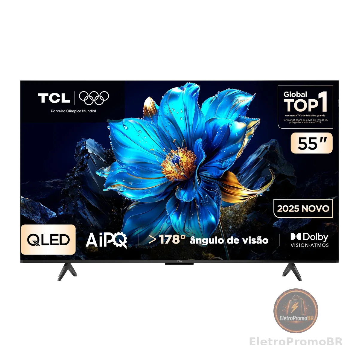 Smart TV TCL 55 Polegadas QLED 4K P7K WiFi Bluetooth Google TV HDR10+ Dolby Atmos Dolby Vision 55P7K