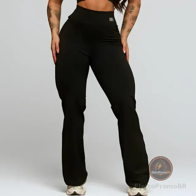 Calça Legging Flare Bailarina Cintura Alta Treino Academia