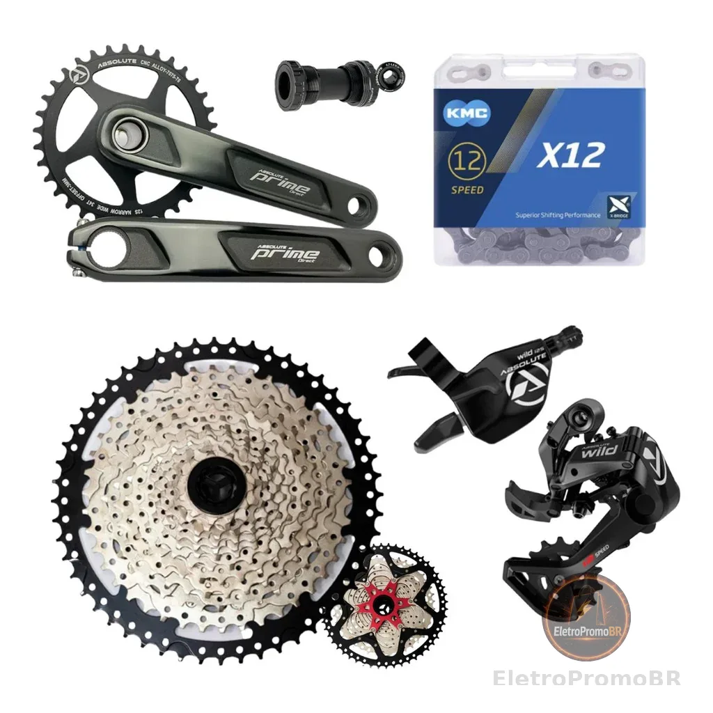 Kit Grupo Absolute 12v Completo Mtb 1x12v C/ Corrente Kmc