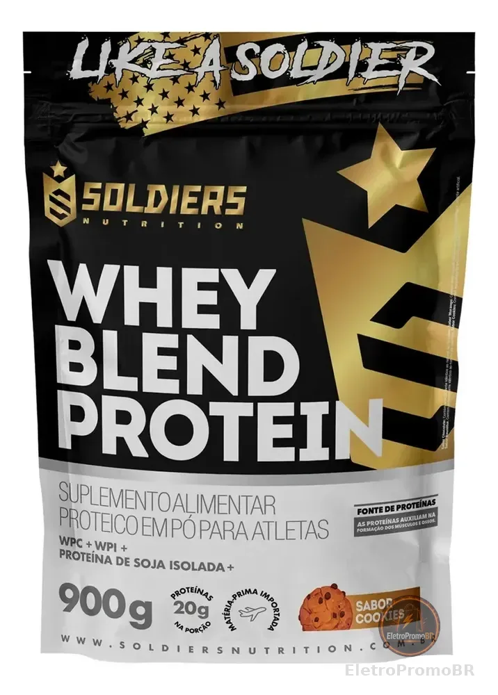 Whey Blend Protein Concentrado e Isolado 900g Sabor Cookies Soldiers Nutrition