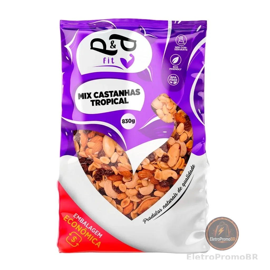 Mix Tropical Nuts Dieta Saudável Castanha, Nozes, Amêndoa, Amendoim, Uva Passa, Gojiberry - P&P